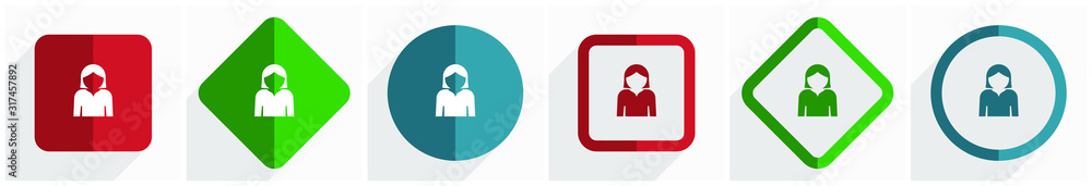 Aufkleber Profile avatar icon set, flat design vector illustration in 6 options for webdesign and mobile applications in eps 10