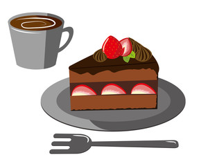 チョコレートケーキ　ケーキ　洋菓子　スイーツ　苺　コーヒー