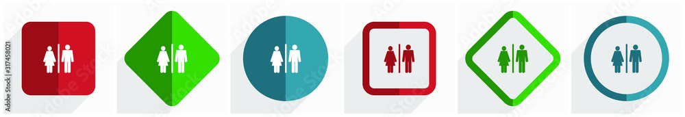 Aufkleber Man and Woman icon set, flat design vector illustration in 6 options for webdesign and mobile applications in eps 10