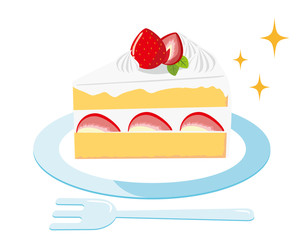 ショートケーキ　苺　生クリーム　皿