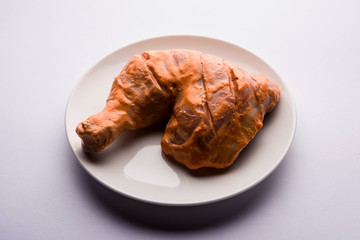Homemade Tandoori Paste or Marinade mixture, in a bowl. used for grilled chicken or Paneer or vegetable. selective focus
