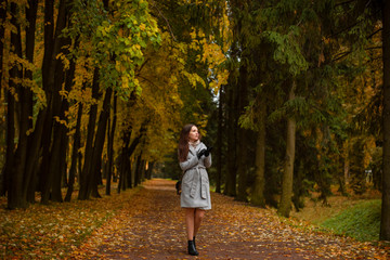 Fototapeta premium Girl In The Autumn Park