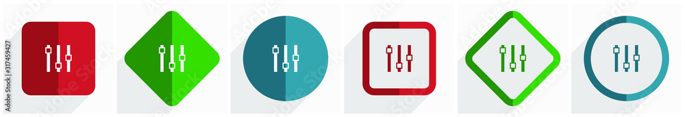 Poster slider icon set, flat design vector illustration in 6 options for webdesign and mobile applications 