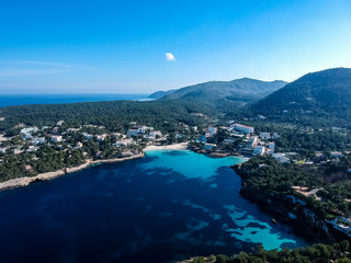 Ibiza hotels. Ibiza summer. Portinatx beach located in northern Ibiza, Spain.