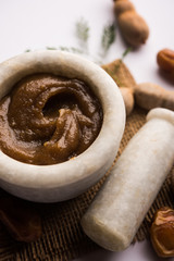Dates Tamarind Chutney - Khajoor crushed to paste and mixed with Imli or imalee paste, served as a side dish in India
