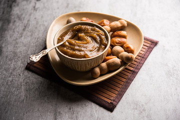 Dates Tamarind Chutney - Khajoor crushed to paste and mixed with Imli or imalee paste, served as a...