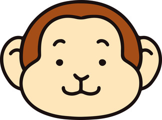 Outlined simple and cute monkey