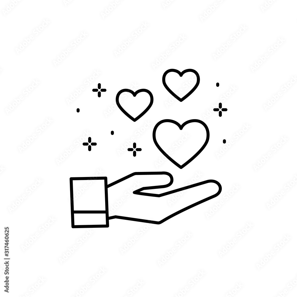 Poster hand, heart icon. simple line, outline vector of love icons for ui and ux, website or mobile applica
