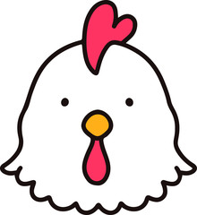 Outlined simple and cute chicken
