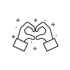Hand, heart icon. Simple line, outline vector of love icons for ui and ux, website or mobile application