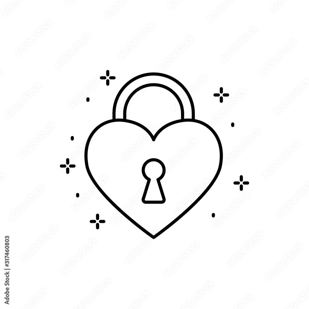 Poster lock, heart icon. simple line, outline vector of love icons for ui and ux, website or mobile applica