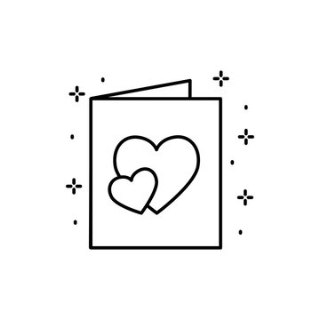 recommend clip art: Postcard, heart icon. Simple line, outline vector of love icons for ui and ux, website or mobile application