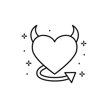 Heart, demon icon. Simple line, outline vector of love icons for ui and ux, website or mobile application