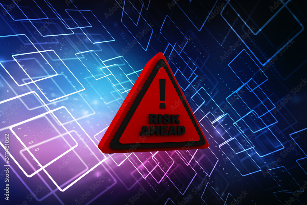 Poster 3d rendering exclamation sign with error