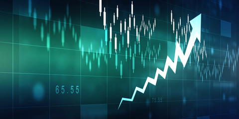 2d rendering Stock market online business concept. business Graph 