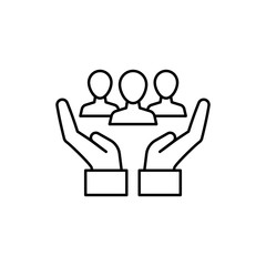 Care human hands icon. Simple line, outline vector elements of world awareness day icons for ui and ux, website or mobile application