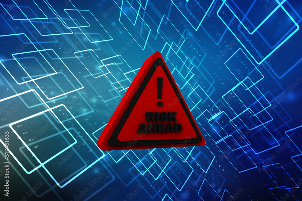 Poster 3d rendering exclamation sign with error