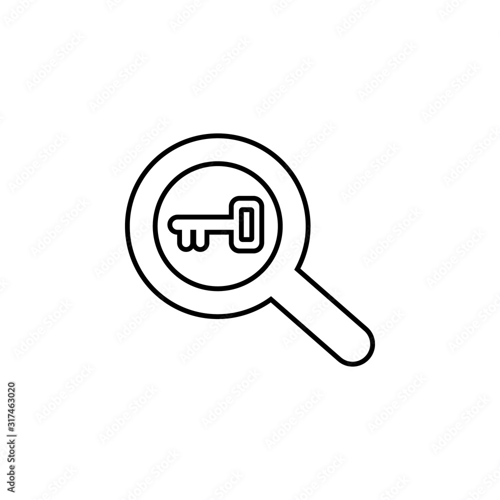 Poster keyword research icon. element of seo and development icon with name for mobile concept and web apps