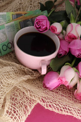 coffee cup and roses