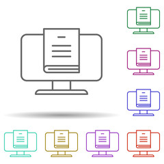 Book, dictionary, computer in multi color style icon. Simple thin line, outline vector of social addict icons for ui and ux, website or mobile application