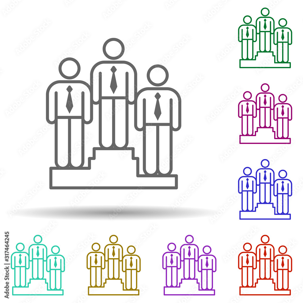 Poster connection, staff, team in multi color style icon. simple thin line, outline vector of team work ico