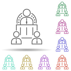 Fototapeta premium Group, member, staff, win in multi color style icon. Simple thin line, outline vector of team work icons for ui and ux, website or mobile application
