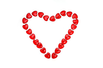 Valentine's heart-frame made of glass beads isolated on white, valentine's day , day valentine