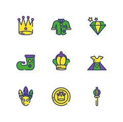 Fototapeta premium Isolated mardi gras icon set vector design