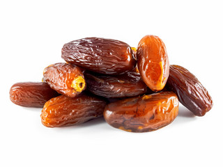 Dried fruit dates on a white background. Dried date palm fruit