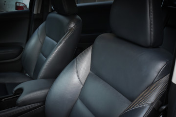 black leather seat interior in modern sport car