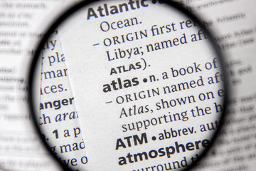 The word or phrase atlas in a dictionary.