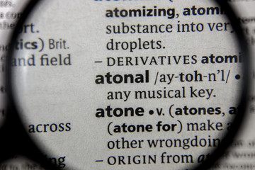 The word or phrase atonal in a dictionary.