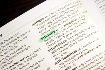 Antiquity word or phrase in a dictionary.