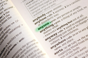 Anyone word or phrase in a dictionary.