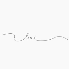 Love text hand drawing, vector illustration