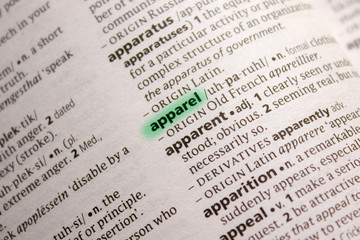 Apparel word or phrase in a dictionary.