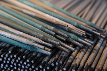 Welding electrodes in bulk.Close up picture.