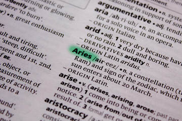 Aries word or phrase in a dictionary.
