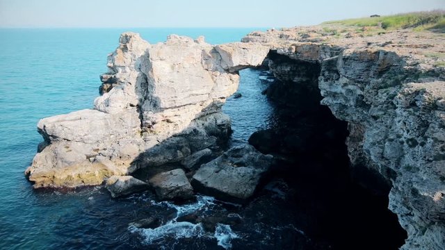 HD video of the rock formation Arch in the sea near Tyulenovo, by the Black Sea, in Bulgaria.