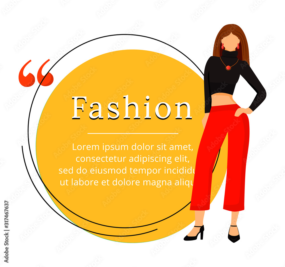 Aufkleber fashion designer flat color vector character quote. runway model outfit. individual tailoring. creat
