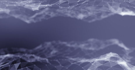 Obraz premium Big data network landscape. 3D render