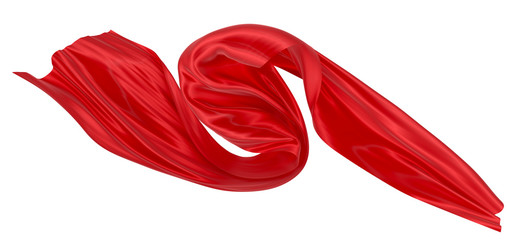 Beautiful flowing fabric of red wavy silk or satin. 3d rendering image.