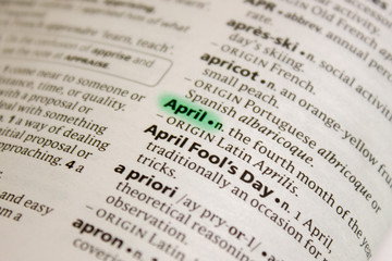 April word or phrase in a dictionary.