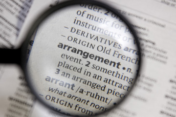 Arrangement word or phrase in a dictionary.