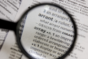 Array word or phrase in a dictionary.