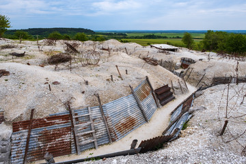 Schützengräben aus dem 1. Weltkrieg in den Ardennen in der Nähe von Verdun/Frankreich