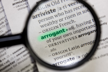 Arrogant word or phrase in a dictionary.