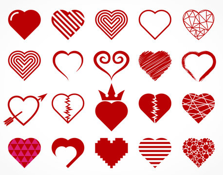 elegant red decorative heart set