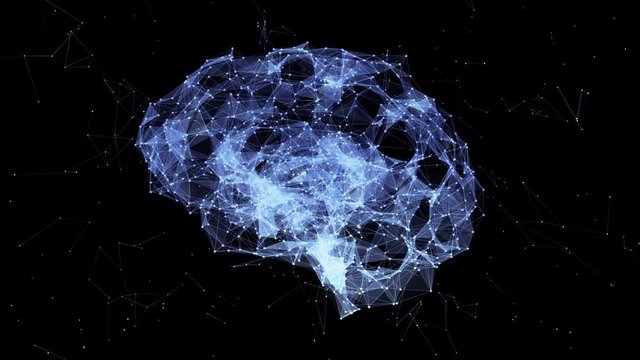 Artificial Intelligence Neural Network - Net shaped Brain on black background 4K seamless loop