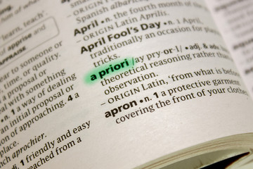 A priori word or phrase in a dictionary.